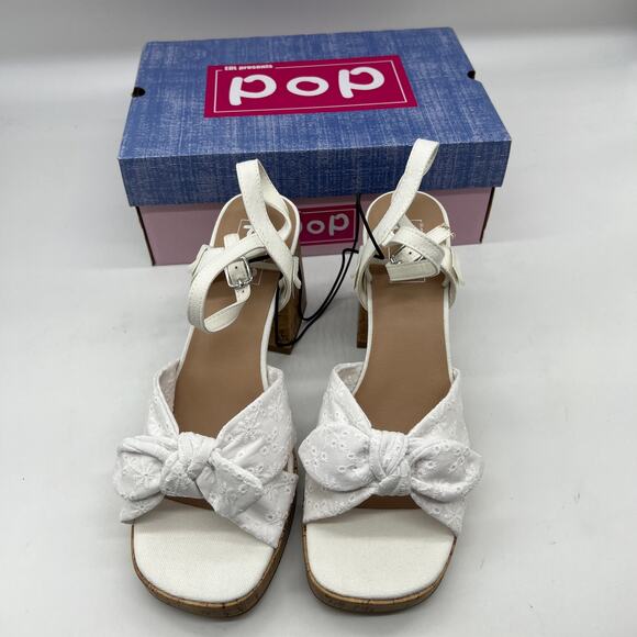 Pop Womens Giving Heeled Sandals White Size 11M - Picture 2 of 10